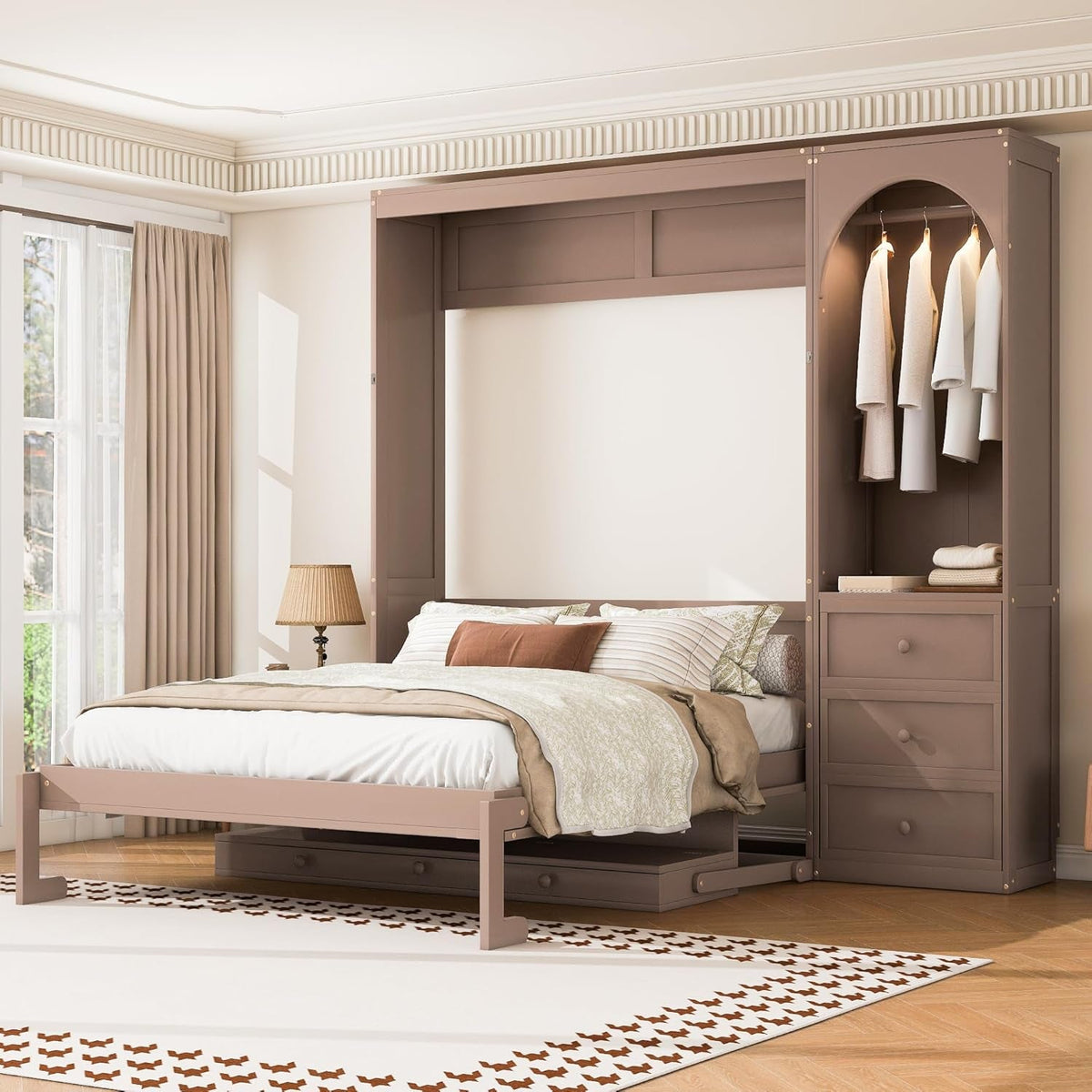 Queen Murphy Bed With Customizable Storage Drawers-2