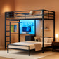 Twin Over Twin Bunk Bed With Desk Integrated LED Lighting