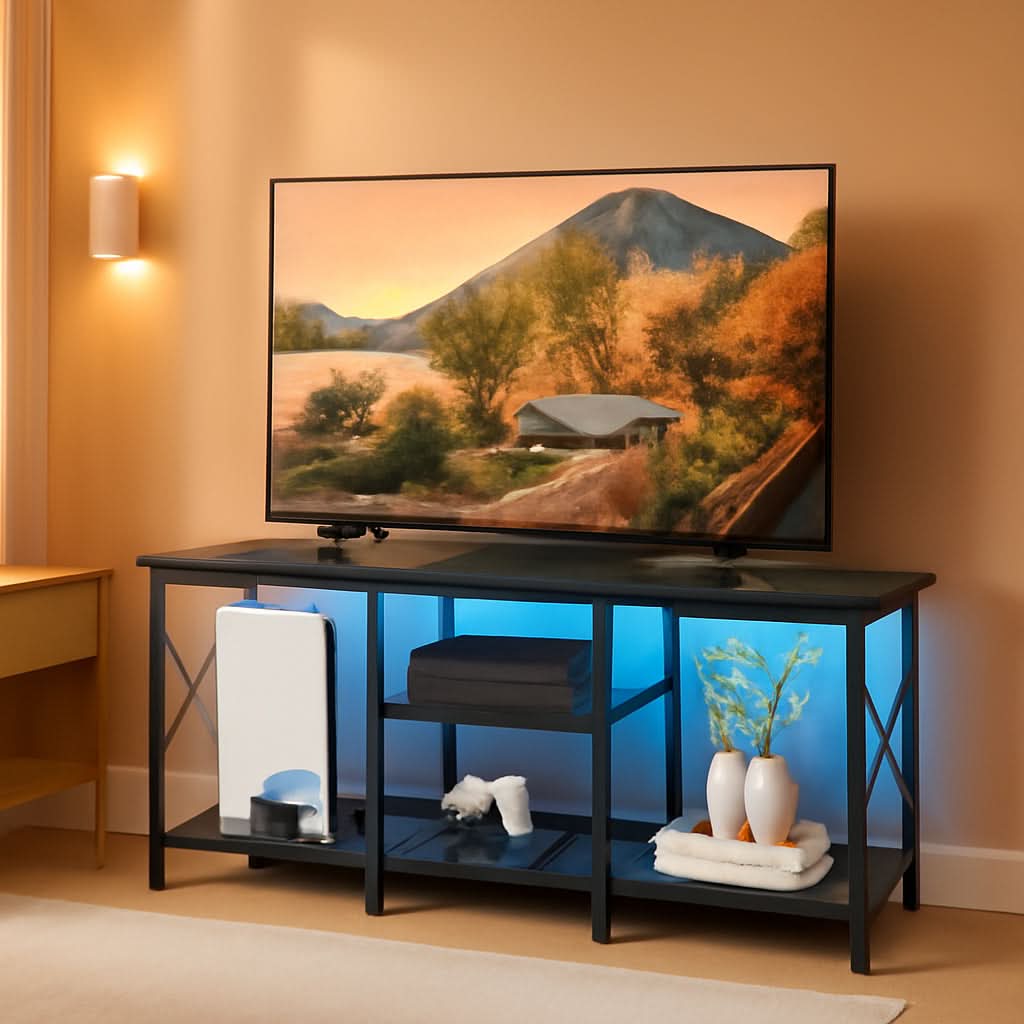 LED Lighting TV Stand 55 Inch Display Entertainment Center