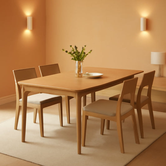 63 Inch Oak Finish Solid Wood Dining Table Contemporary