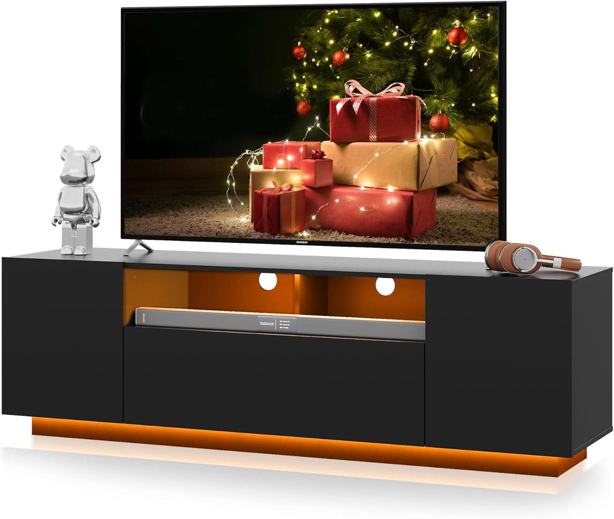Black 58-Inch TV Console For Living Room Entertainment-1