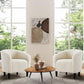 Ivory Barrel Chairs Boucle Living Room Duo Two Piece Set-3