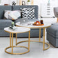 White Nesting Circular Coffee Tables Marble Pattern