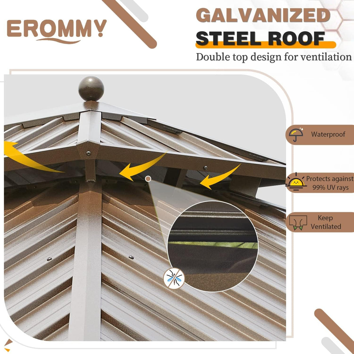 10x13 Feet SolidTop Gazebo Galvanized Steel Roofing