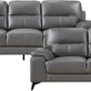 Top Grain Leather Two Piece Living Room Sofa Set Dark Gray