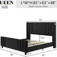 Velvet Queen Platform Bed Frame With Tufted Black Headboard