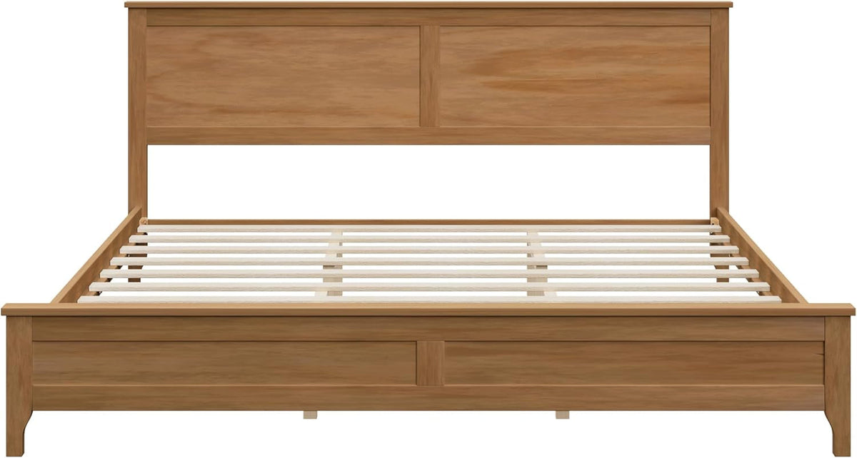 Natural King Platform Bed Including Headboard Support