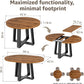 Extendable Round Walnut Dining Table Accommodates Four