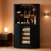 71-Inch L-Shaped Bar Cabinet Fridge Space Freestanding-0