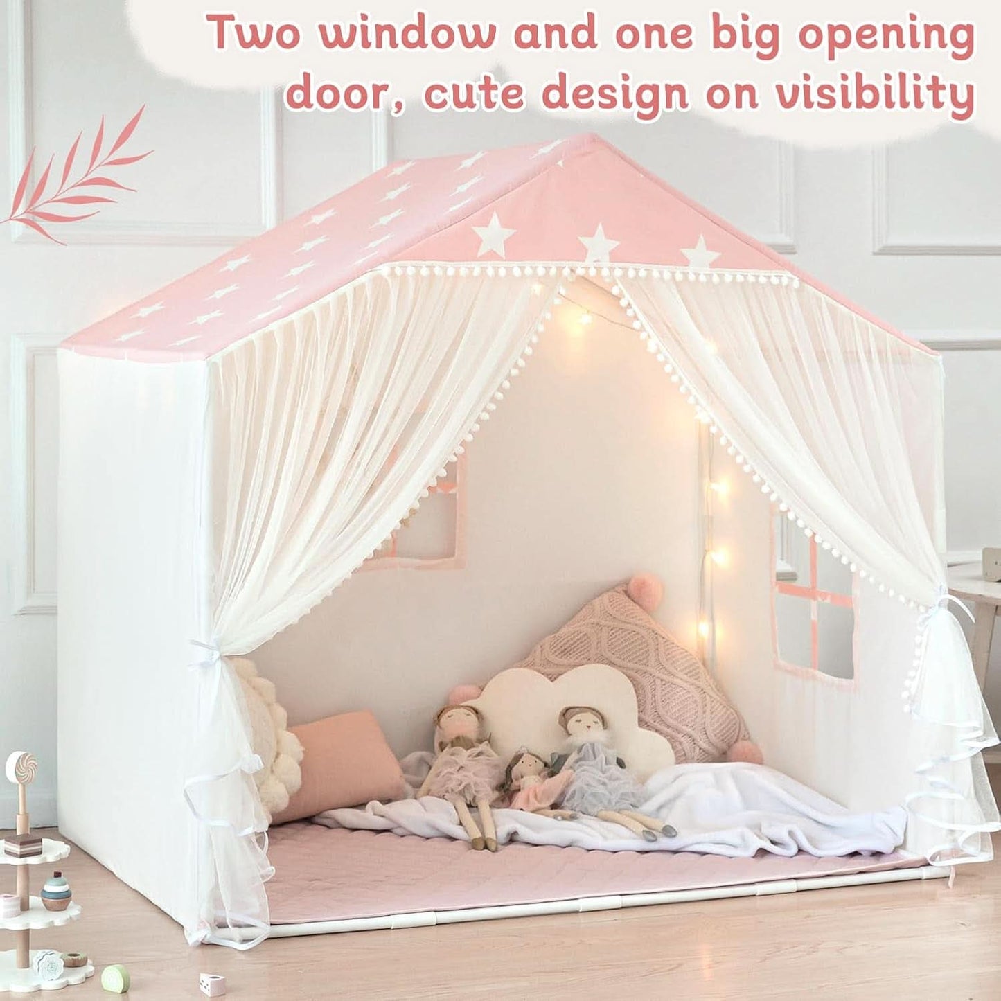 Pink Princess Playhouse Tent With Premium Curtains