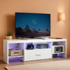 LED TV Stand Sixty Five Inch Premium White Outlets With Storage