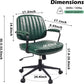 Green Leather Mid Century Office Chair With Wheels And Arms-1