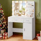 Luxurious White Vanity Desk Featuring Dimmable Mirror