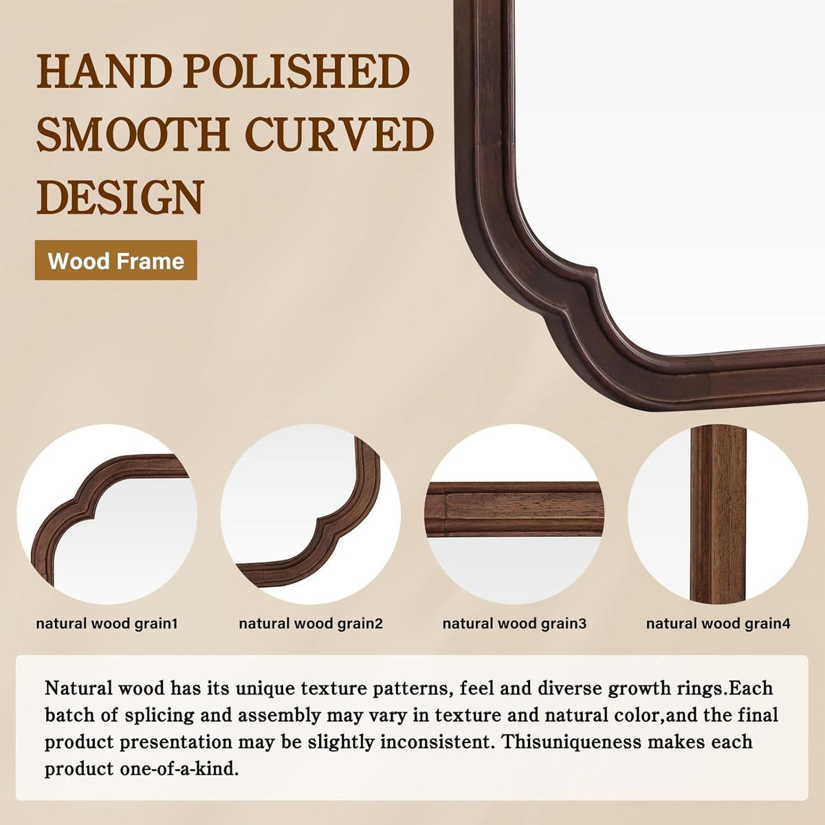 Walnut Handcrafted Timberframe Wall Vanity Mirror 65Inch