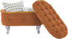 Orange Upholstered Storage Ottoman for Living Room