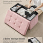 Jelly Pink Foldable Storage Ottoman Bench 15x30x15