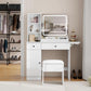 Vanity Desk Set White With Illuminated Mirror With LED
