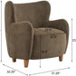 Brown Velvet Wingback Chair With Contoured Backrest