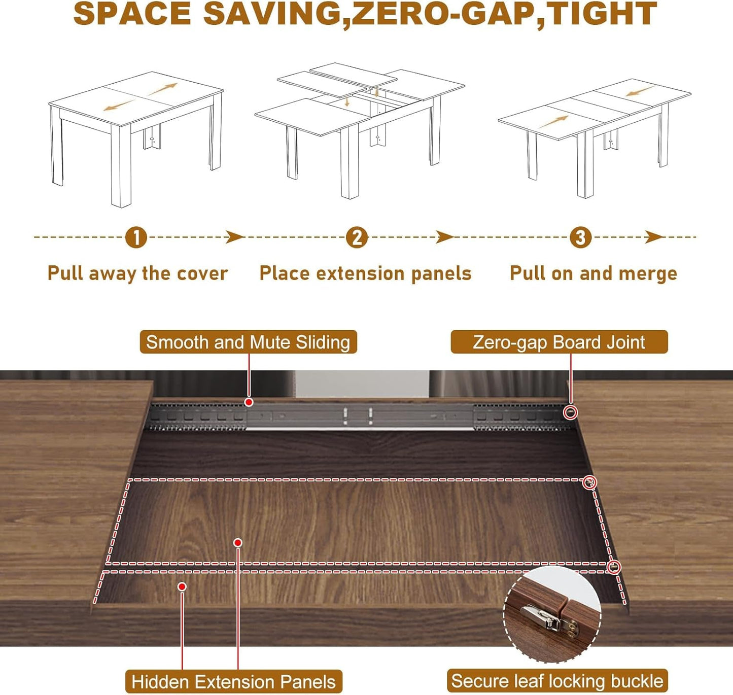 Extendable Walnut Engineered Wood Dining Table For Six