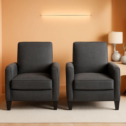 Emmie Fabric Recliner Set Of 2 Moss Gray Recliners
