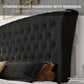 Queen Velvety Platform Bed Frame Black Upholstered