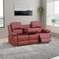 Leather Recliner Sofa Set 3 Piece For Living Room Red