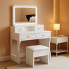 White Vanity Desk Featuring Multifunctional LED Mirror