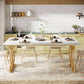 63 Inch Dining Table With Faux Marble Top For Kitchen And Dining Room-4