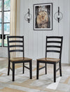 Armless Dining Chair Set 2 Two Tone Black and Brown