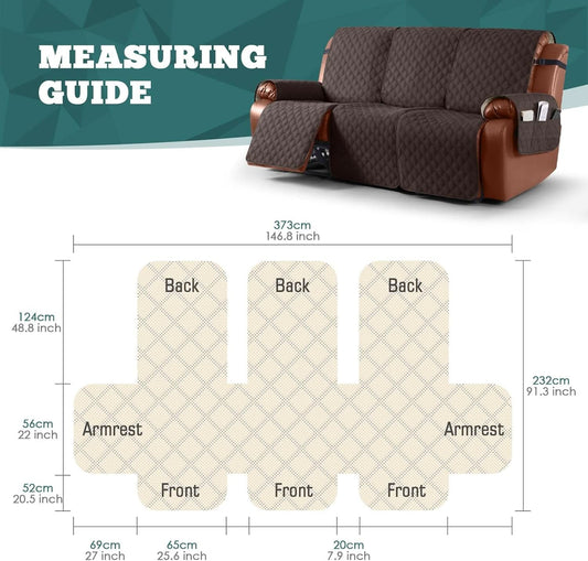 Waterproof Recliner Sofa Cover Three Seater Chocolate