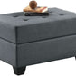 Dark Gray Upholstered Ottoman With Concealed Storage