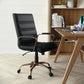 Whitney Mid Back LeatherSoft Desk Chair With Adjustable Height Black Rose Gold