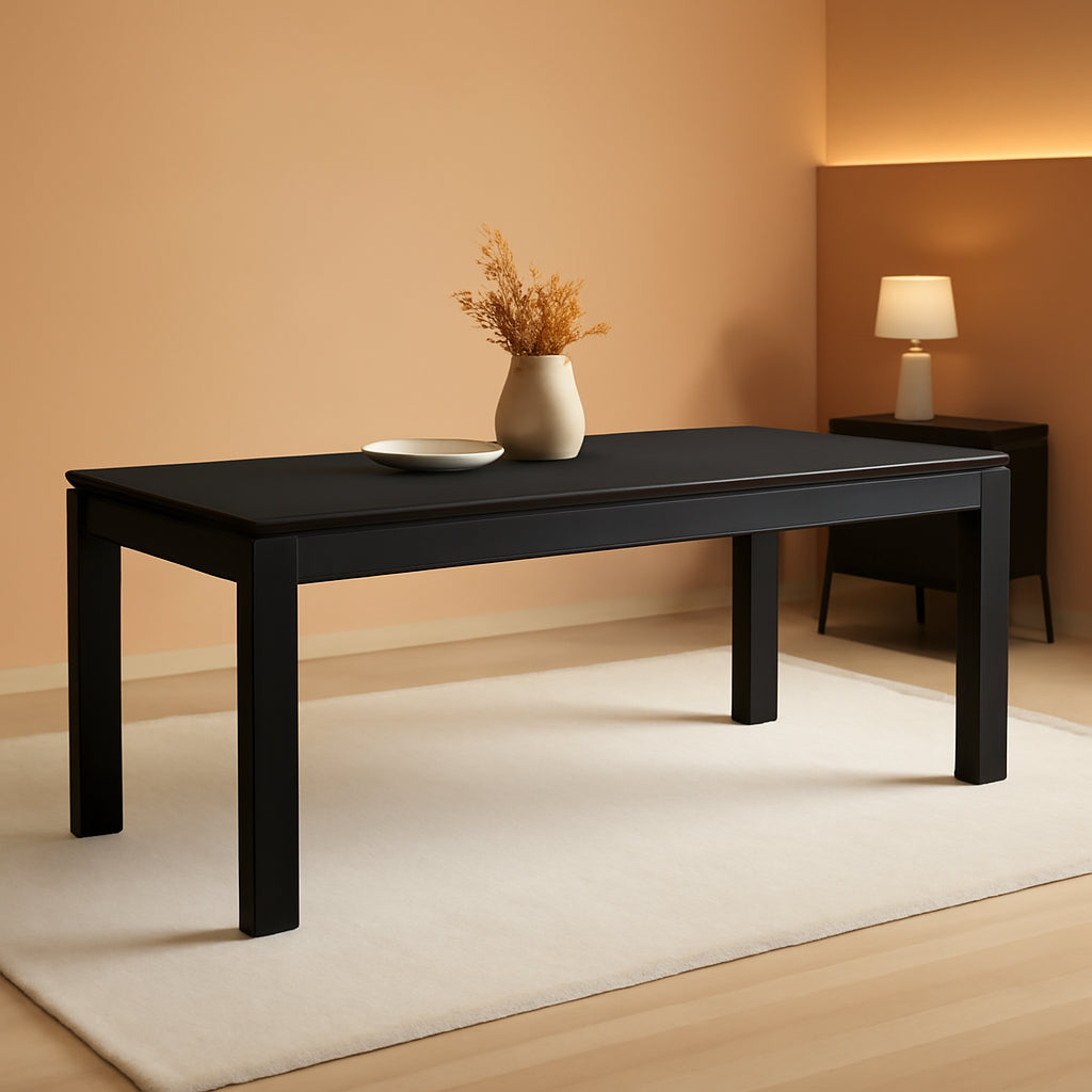 Solid Wood Black Farmhouse Rectangular Dining Table