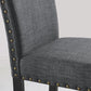Gray Fabric Dining Chairs With Nailhead Trim Set Of 2