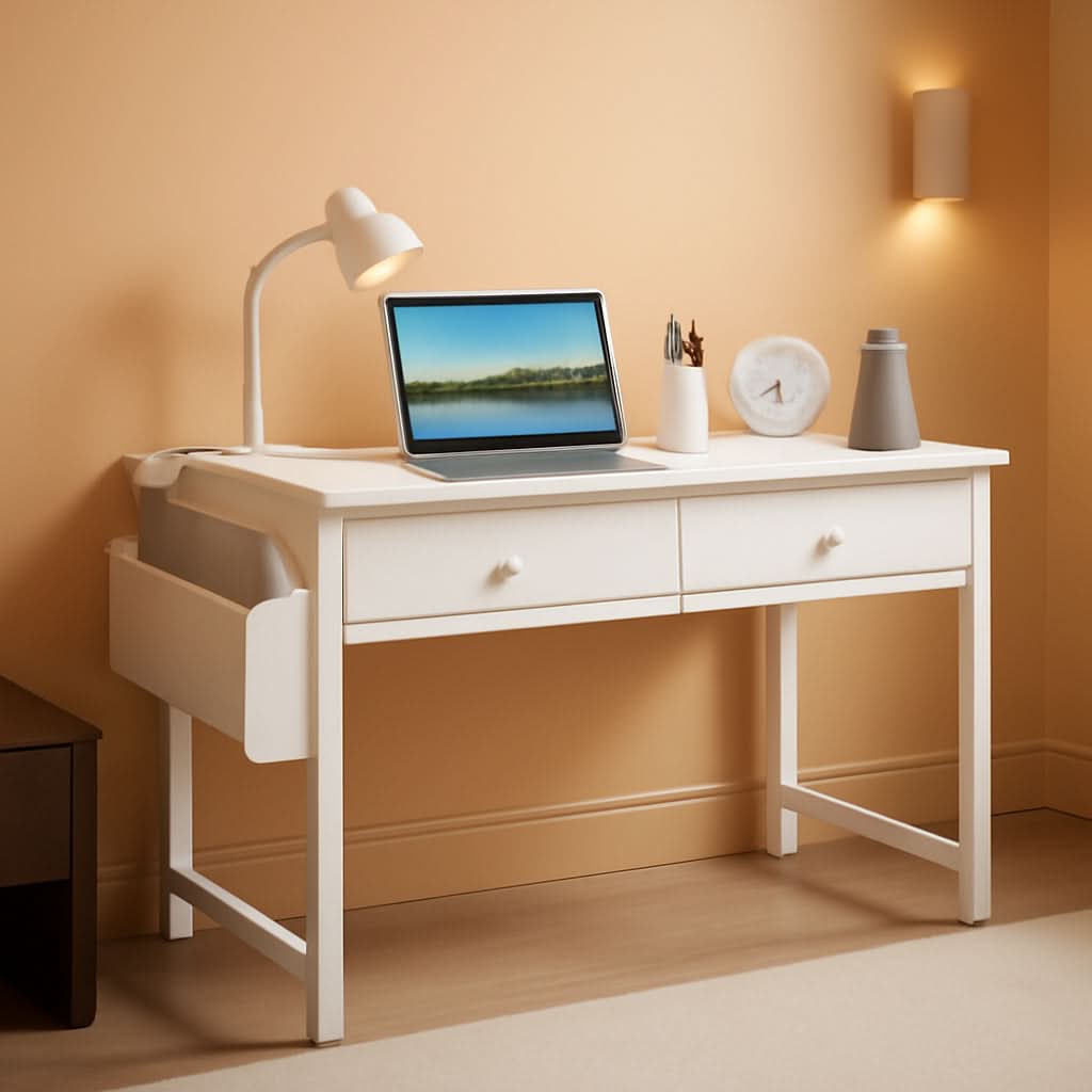 White Desk With Drawers 32 Inch Space Saving Home Office Desk