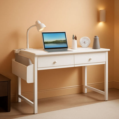 White Desk With Drawers 32 Inch Space Saving Home Office Desk