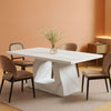 63 Inch White Faux Marble Dining Table Rectangular
