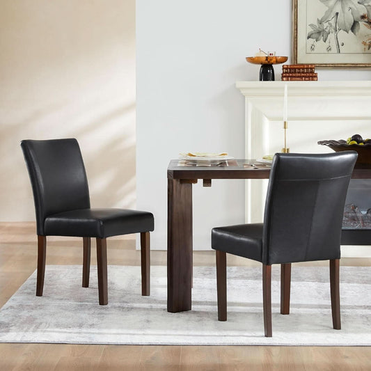 Black Upholstered Armless Dining Chairs With Timber