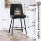 27 Inch Black Counter Height Bar Stool Set With Back Faux Leather