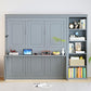 Gray Queen Murphy Desk With Industrial Storage Shelving-2
