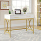 White And Gold 41Inch Workstation Desk With Drawers
