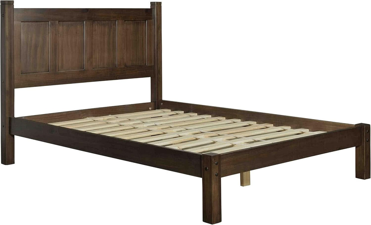 Queen Solid Renewable Pine Platform Bed Espresso Finish