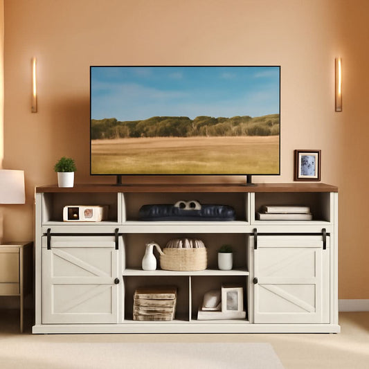 Rustic White Honey Brown Seventy Five Inches TV Stand