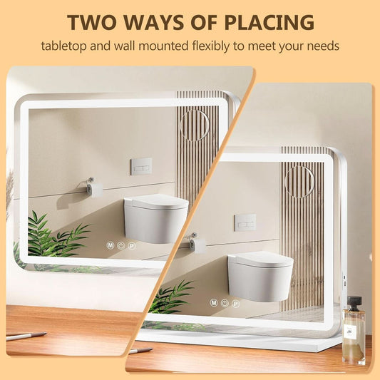 23x18 Inch Vanity Mirror With LED Three Color Dimmable Lights