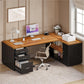 87 Brown Executive Desk Integrated Filing Cabinetry