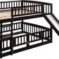 Espresso Solid Pine Full Over Full Bunk Bed With Slide