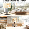 Black Floor TV Stand Tempered Glass Height Adjustable