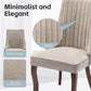 Beige Upholstered Dining Chairs 2 Pack Curved Wood Legs