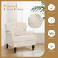Three Piece Living Room Furniture Set With Linen Fabric Loveseat And Two Accent Chairs Off White-4