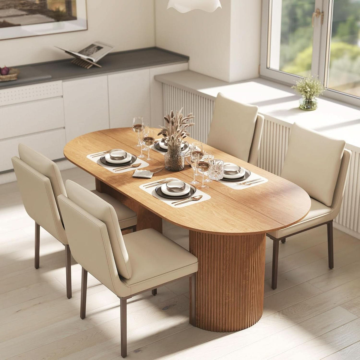 Beige Dining Chairs Set Of 4 With Metal Legs For Dining Room